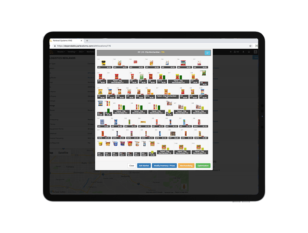 Vending Management System merchandising and optimization